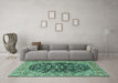 Machine Washable Persian Turquoise Traditional Area Rugs in a Living Room,, wshtr2924turq