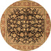 Round Persian Brown Traditional Rug, tr2924brn