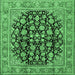 Square Machine Washable Persian Emerald Green Traditional Area Rugs, wshtr2924emgrn