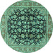 Round Machine Washable Persian Turquoise Traditional Area Rugs, wshtr2924turq