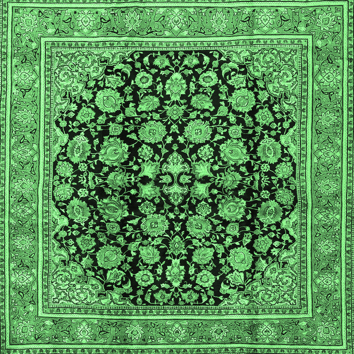 Square Persian Emerald Green Traditional Rug, tr2924emgrn