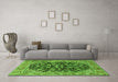 Machine Washable Persian Green Traditional Area Rugs in a Living Room,, wshtr2924grn