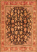 Serging Thickness of Machine Washable Persian Orange Traditional Area Rugs, wshtr2924org