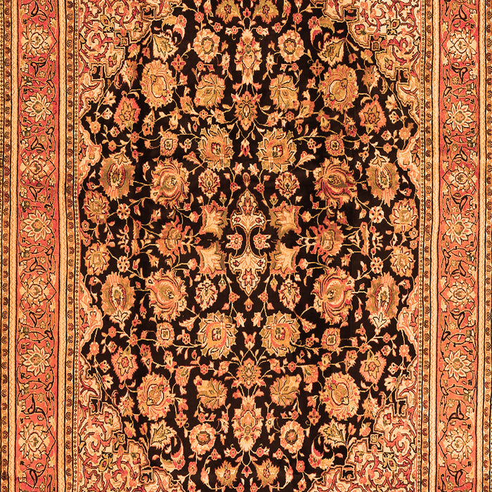 Serging Thickness of Machine Washable Persian Orange Traditional Area Rugs, wshtr2924org