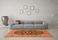 Machine Washable Persian Orange Traditional Rug, wshtr2924org