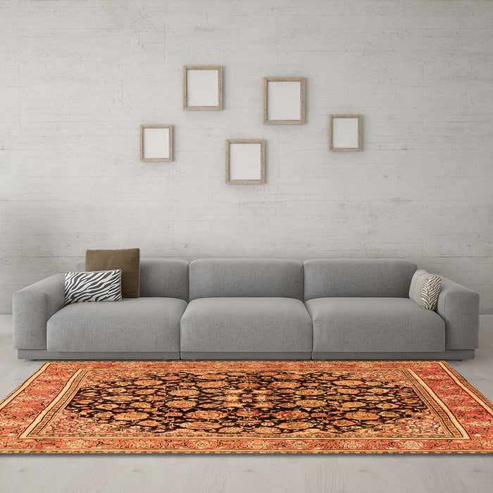 Machine Washable Persian Orange Traditional Area Rugs in a Living Room, wshtr2924org