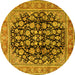 Round Persian Yellow Traditional Rug, tr2924yw