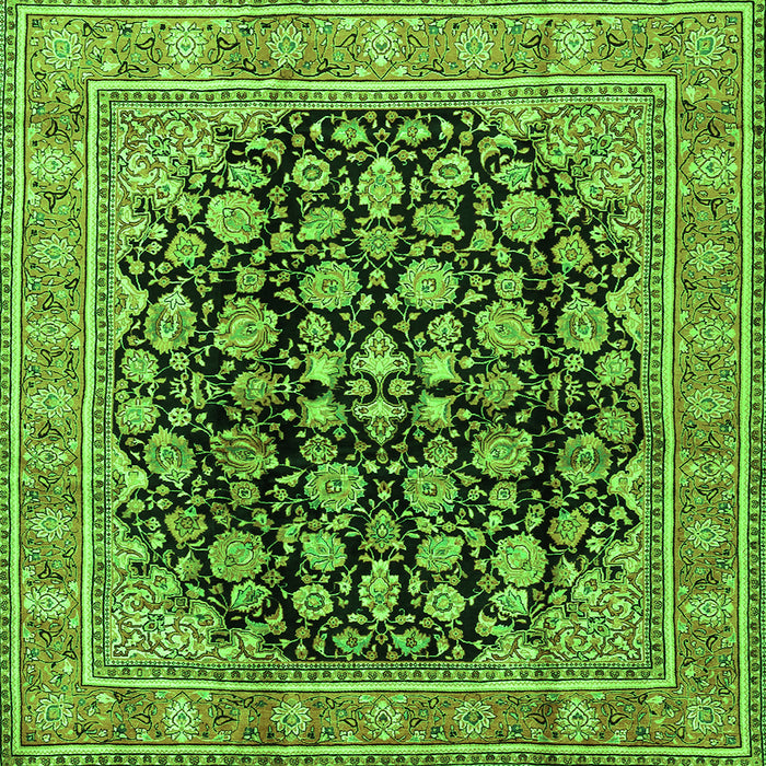 Round Machine Washable Persian Green Traditional Area Rugs, wshtr2924grn