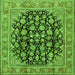 Round Machine Washable Persian Green Traditional Area Rugs, wshtr2924grn