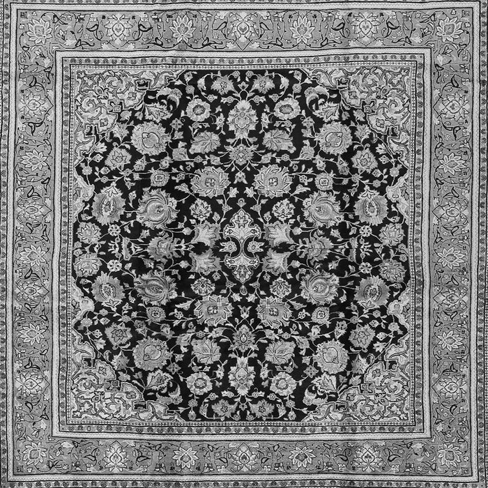 Round Machine Washable Persian Gray Traditional Rug, wshtr2924gry