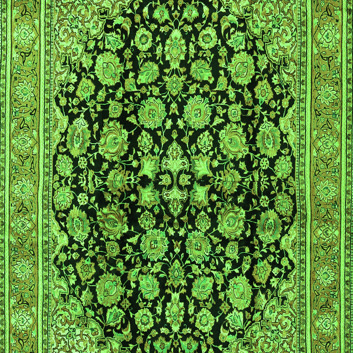 Serging Thickness of Machine Washable Persian Green Traditional Area Rugs, wshtr2924grn