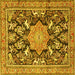 Square Machine Washable Persian Yellow Traditional Rug, wshtr2925yw