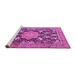 Sideview of Machine Washable Persian Pink Traditional Rug, wshtr2925pnk