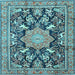 Square Machine Washable Persian Light Blue Traditional Rug, wshtr2925lblu