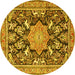 Round Machine Washable Persian Yellow Traditional Rug, wshtr2925yw