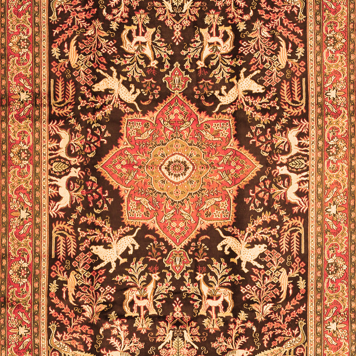 Serging Thickness of Machine Washable Persian Orange Traditional Area Rugs, wshtr2925org