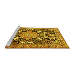Sideview of Machine Washable Persian Yellow Traditional Rug, wshtr2925yw