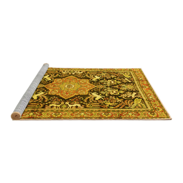 Sideview of Machine Washable Persian Yellow Traditional Rug, wshtr2925yw