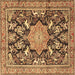 Square Machine Washable Persian Brown Traditional Rug, wshtr2925brn