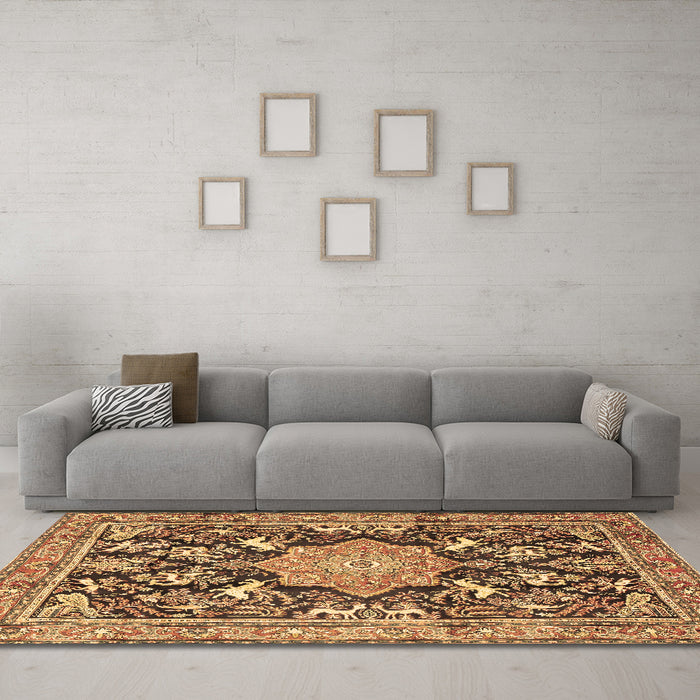 Machine Washable Persian Brown Traditional Rug in a Living Room,, wshtr2925brn