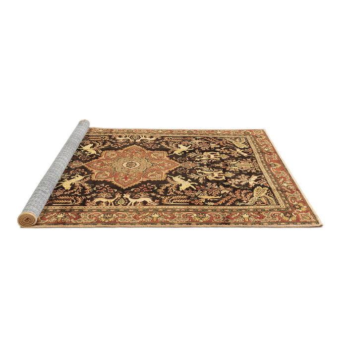 Sideview of Machine Washable Persian Brown Traditional Rug, wshtr2925brn