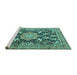 Sideview of Machine Washable Persian Turquoise Traditional Area Rugs, wshtr2925turq