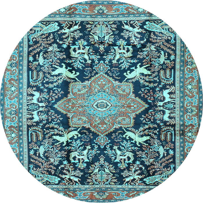 Round Persian Light Blue Traditional Rug, tr2925lblu