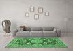 Machine Washable Persian Emerald Green Traditional Area Rugs in a Living Room,, wshtr2925emgrn