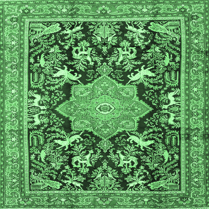 Square Persian Emerald Green Traditional Rug, tr2925emgrn