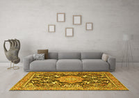 Machine Washable Persian Yellow Traditional Rug, wshtr2925yw