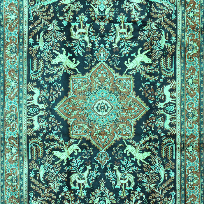Machine Washable Persian Turquoise Traditional Area Rugs, wshtr2925turq