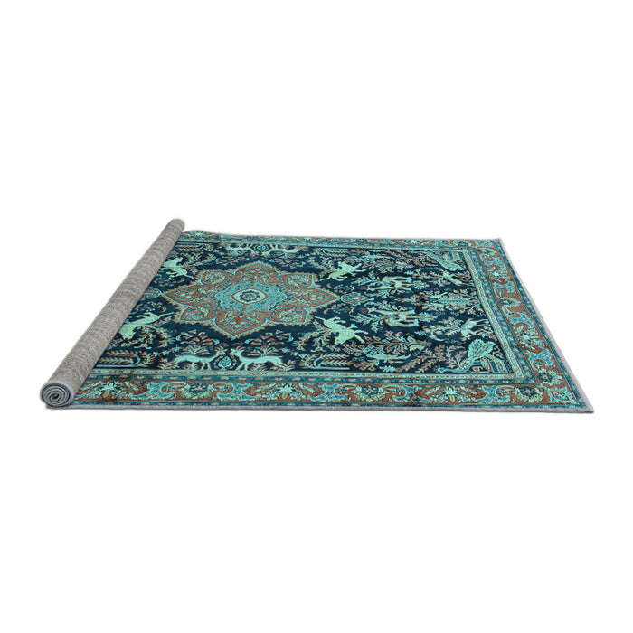 Sideview of Machine Washable Persian Light Blue Traditional Rug, wshtr2925lblu