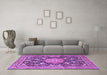 Machine Washable Persian Purple Traditional Area Rugs in a Living Room, wshtr2925pur