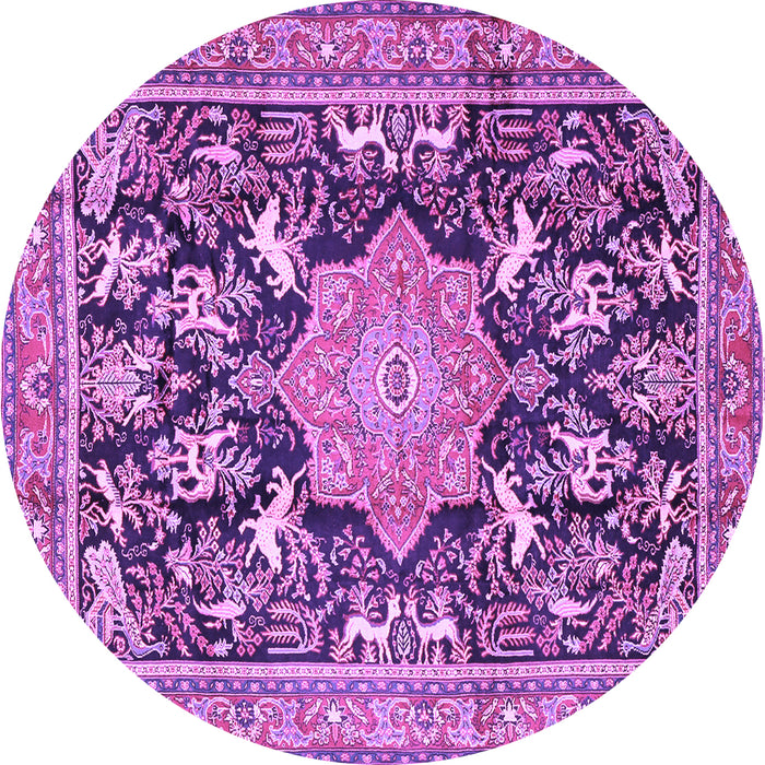 Round Machine Washable Persian Purple Traditional Area Rugs, wshtr2925pur