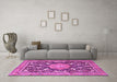 Machine Washable Persian Pink Traditional Rug in a Living Room, wshtr2925pnk