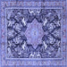 Square Machine Washable Persian Blue Traditional Rug, wshtr2925blu