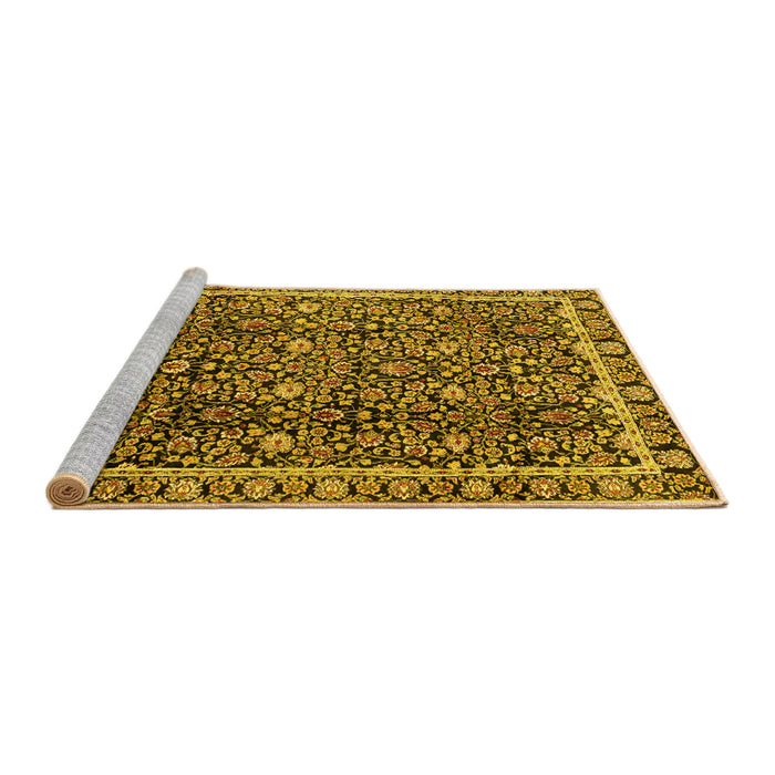 Sideview of Machine Washable Persian Yellow Traditional Rug, wshtr2926yw