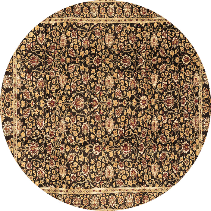 Round Persian Brown Traditional Rug, tr2926brn