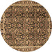 Round Persian Brown Traditional Rug, tr2926brn