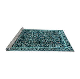 Sideview of Machine Washable Persian Light Blue Traditional Rug, wshtr2926lblu