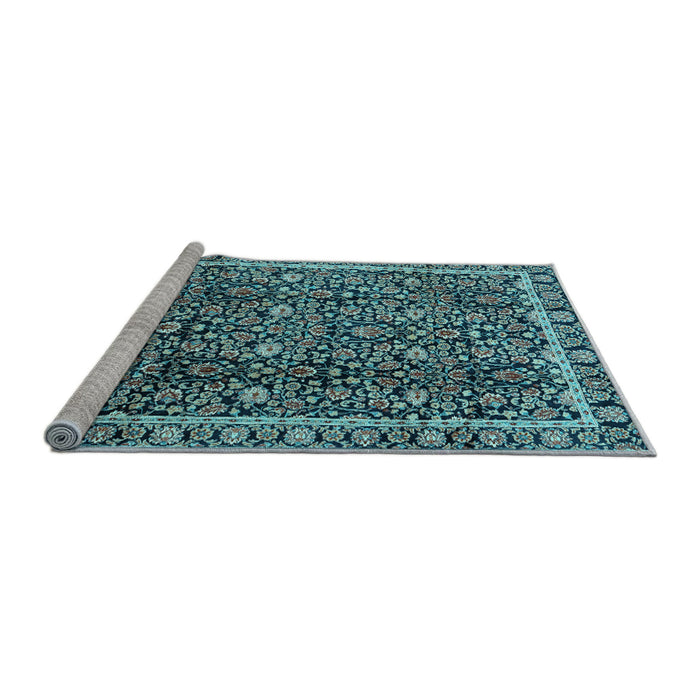 Sideview of Machine Washable Persian Light Blue Traditional Rug, wshtr2926lblu