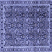 Square Machine Washable Persian Blue Traditional Rug, wshtr2926blu