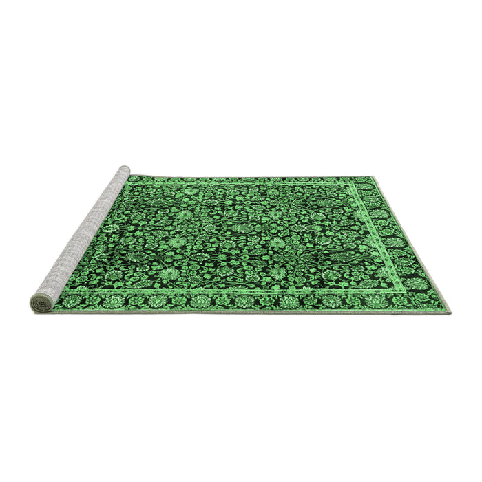 Sideview of Machine Washable Persian Emerald Green Traditional Area Rugs, wshtr2926emgrn