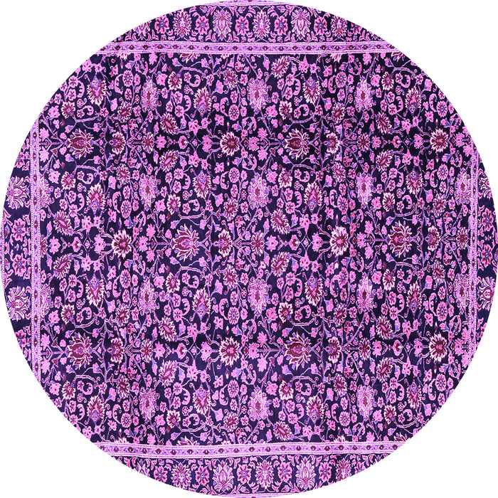 Round Machine Washable Persian Purple Traditional Area Rugs, wshtr2926pur
