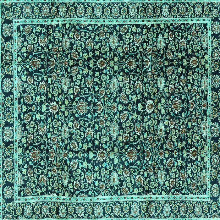 Square Machine Washable Persian Turquoise Traditional Area Rugs, wshtr2926turq