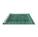 Sideview of Machine Washable Persian Turquoise Traditional Area Rugs, wshtr2926turq