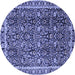 Round Machine Washable Persian Blue Traditional Rug, wshtr2926blu