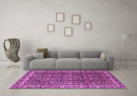 Machine Washable Persian Pink Traditional Rug, wshtr2926pnk