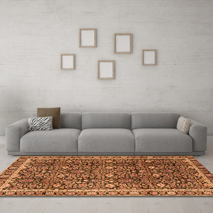 Machine Washable Persian Orange Traditional Area Rugs in a Living Room, wshtr2926org