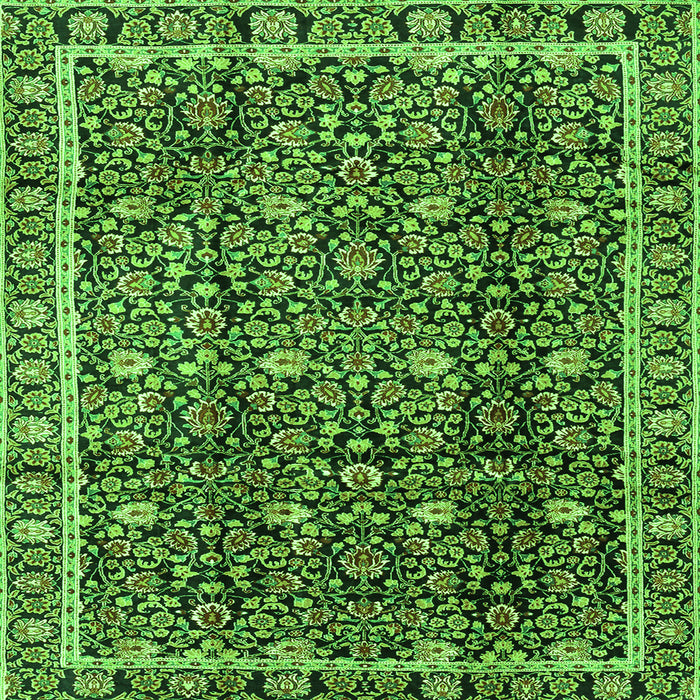 Round Machine Washable Persian Green Traditional Area Rugs, wshtr2926grn